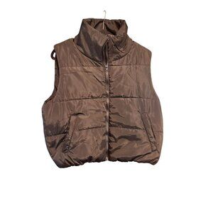 Automet Black Women Puffer Vest With Zipper Closure & Pockets Size Large NWT